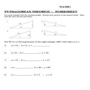PYTHAGOREAN THEOREM WORKSHEET