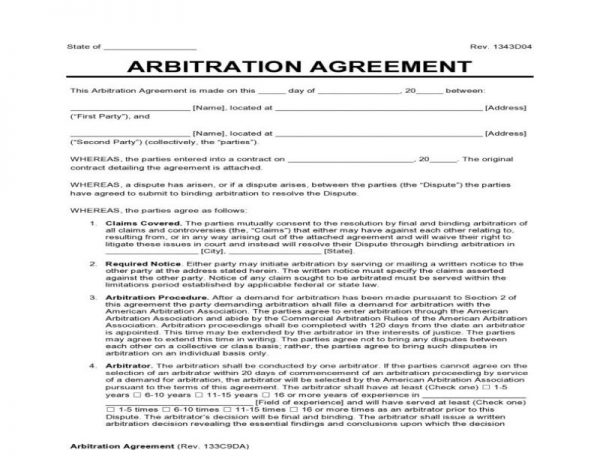 Arbitration Agreement-Order