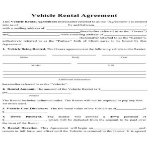 Car Rental Agreement- Order