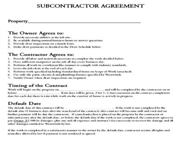 Subcontrator Agreement