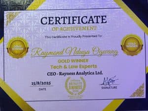 Tech and Law Experts, Certificate of Achievement